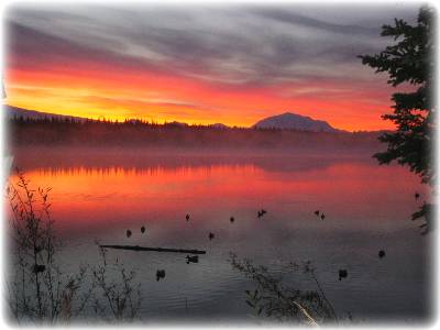 Morning dawns over Williow Lake Alaska